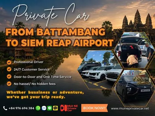 Battambang to Siem Reap Airport Private Car Transfer
